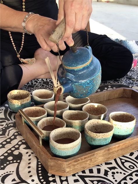 Boho Yoga Studio Design, Sacred Ceremony Space, Retreat Space Ideas, Womens Wellness Retreat, Cacao Ceremony Circle, Cacao Ceremony Aesthetic, Spiritual Retreat Aesthetic, Womens Retreat Ideas, Cacao Photography