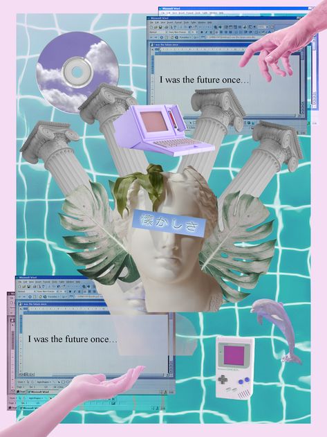 Vaporwave Phone Theme, Y2k Vaporwave, Vaporwave Collage, Vaporwave Journal, Brand Collab, Vaporwave Room, Vaporwave Beach, Vaporwave Statue, Vaporwave Wallpaper