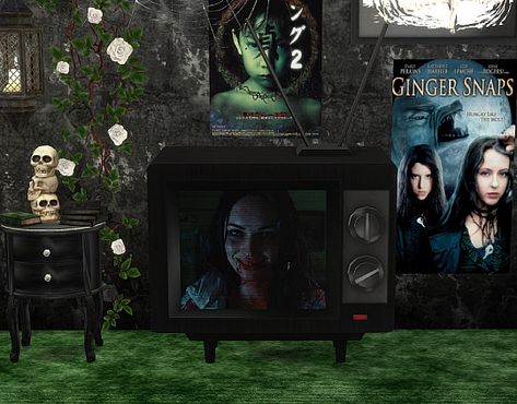 Sims 4 Cc Goth Furniture Patreon, Sims 4 Grunge Cc Furniture, Sims 4 Horror, Sims 4 Horror Cc, Emo Decor, Sims 4 Cc Goth, Sims Aesthetic, Ts4 Builds, Grunge Decor