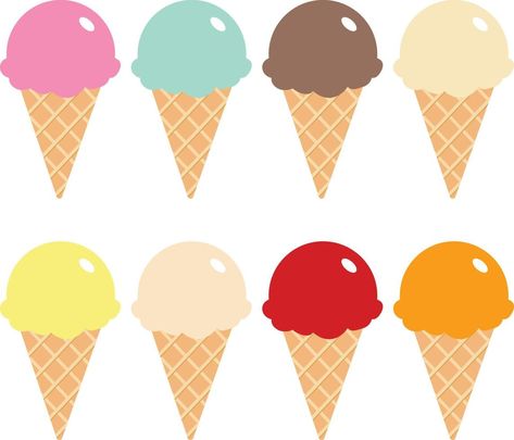 Set of cartoon icons. Ice cream scoops in different colors and waffle cone vector icons illustrations- Ice Cream Cone Clipart, Ice Cream Clip Art, Ice Cream Cartoon, Scrapbook Images, Ice Cream Scoops, Waffle Cone, Vector Icons Illustration, Waffle Cones, Cartoon Icons