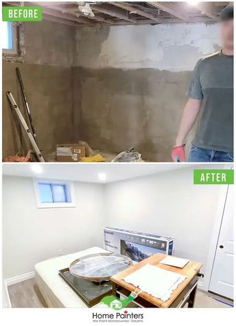 Best Paint for Concrete Walls in a Basement How To Paint Concrete Basement Walls, Painting Basement Walls Concrete Blocks, Basement With Concrete Walls, How To Cover Cement Walls In Basement, Paint Cement Walls Basements, Painting Basement Concrete Walls, How To Paint Concrete Walls, Cement Wall Ideas Basements, Basement Cement Wall Ideas