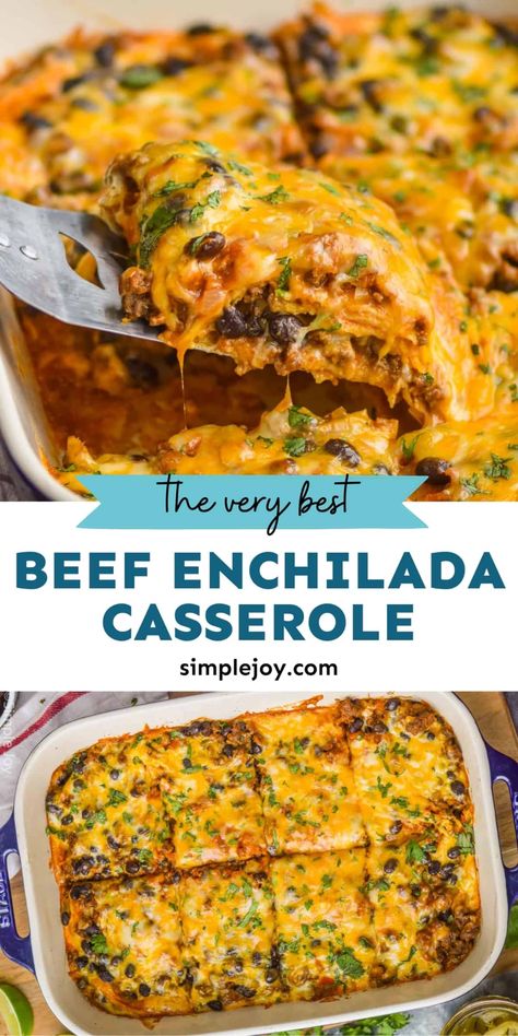 Beef Enchilada Casserole is a delicious and comforting recipe that you will love. It comes together quicker than traditional enchiladas with the same great taste! Traditional Enchiladas, Casserole Enchilada, Beef Enchilada Casserole, Beef Enchilada Recipe, Beef Enchilada, Recipes With Enchilada Sauce, Enchilada Casserole Recipes, Homemade Enchilada Sauce, Homemade Enchiladas