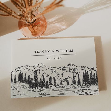 Mountain Sketch Wedding Guest Book Mountain Sketch, Vail Wedding, Flowing River, Earthy Wedding, Bride And Groom Photo, Marble Wedding, Colorado Wedding Venues, Mom Wedding, Black Mountain