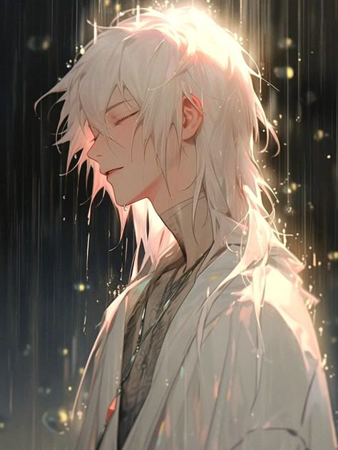 Boy With White Hair, White Hair Anime Guy, Anime Long Hair, Long White Hair, Anime Boy Hair, Anime Fanfiction, Cool Anime Backgrounds, Digital Portrait Art, Samar