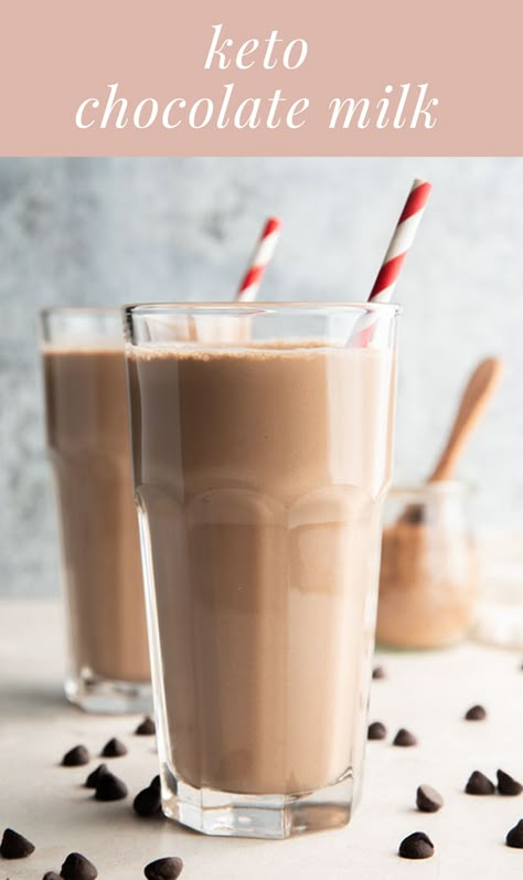 Sugar Free Chocolate Milk, Chocolate Milk Recipe, Healthy Chocolate Milk, Keto Milkshake, Keto Beverages, Low Carb Milk, Milk Chocolate Recipes, Healthy Drink Recipes, Keto Chocolate Cake