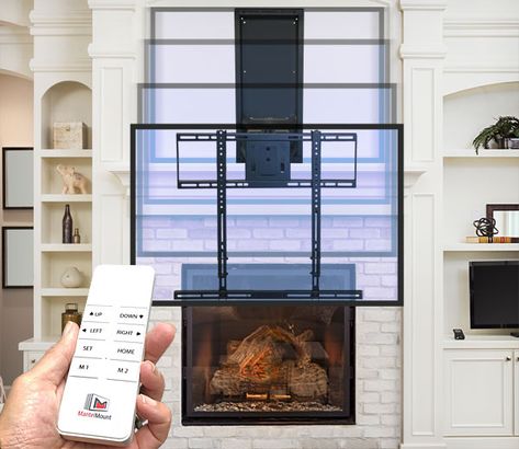 Tv Mounted Above Fireplace, Tv Mount Over Fireplace, Hide Tv Over Fireplace, Tv Over The Fireplace, Mounting A Tv, Motorized Tv Mount, Swivel Tv Mount, Tv Above Fireplace, Fireplace Tv Mount