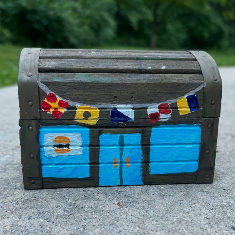 Painted this treasure chest box to look like the Krusty Krab . . . . . . #paint #paints #painting #paintings #art #arts #artsy #artstudio #artist #artistic #acrylic #acrylicpainting #acrylicart #acrylicpaint #box #boxes #paintedbox #spongebob #sponge #krustykrab #bikinibottom #spongebobpainting Treasure Chest Painting, Chest Painting, The Krusty Krab, Krusty Krab, Spongebob Painting, Paintings Art, Treasure Boxes, Treasure Chest, Easy Paintings