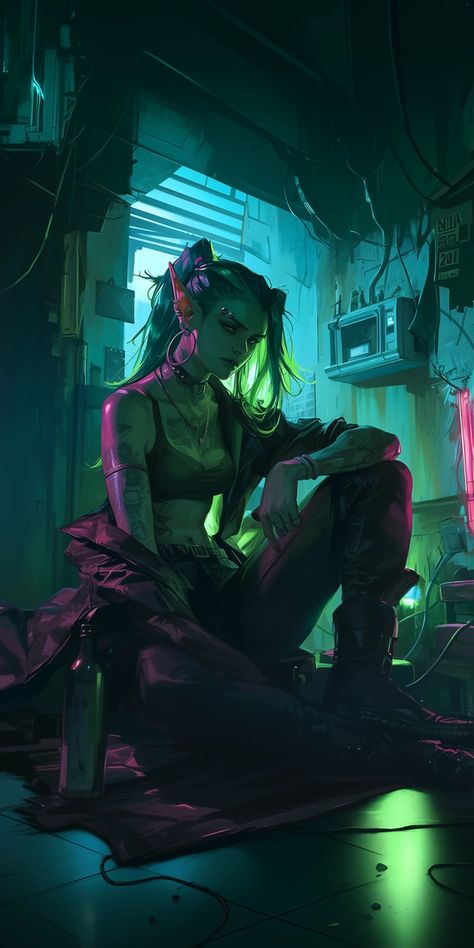 Created with Midjourney Ai #Character #Fantasy #Anime #cartoon #cyberpunk #sci-fi Cyberpunk Original Character, Cyberpunk 2020 Character Art, Cyberpunk Character Aesthetic, Neon Character Art, Toxic Character Design, Sci Fi Inspiration, Sci Fi Apocalypse, Cyberpunk Magic, Cyberpunk Concept Art Character