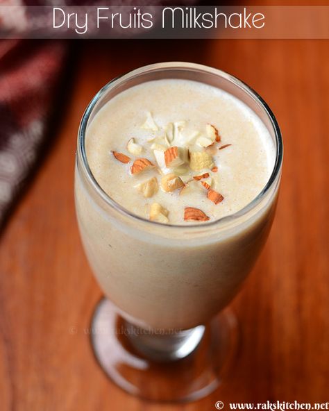 Dry fruits nuts milkshake Dry Fruit Milk Shake, Fruit Milkshake Recipe, Fruit Milkshake, North Indian Recipes, Mango Lassi, Eggless Baking, Healthy Smoothie, Indian Breakfast, Mango Recipes