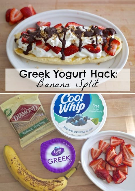 Healthy Banana Split, Healthy Breakfast Bowl, Yogurt Banana, Healthy Bedtime Snacks, Healthy Protein Snacks, Ww Desserts, Healthy Banana, Yogurt Recipes, Healthy Sweets Recipes