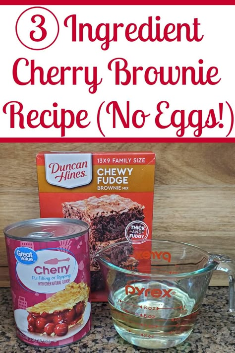 Betty Crocker 3 Ingredient Chocolate Cherry Dump Cake, Brownies And Cherry Pie Filling, Cherry Pie Brownies, Cherry Brownie Dump Cake, Chocolate Cherry Brownies Easy, Easy Cherry Desserts Quick, 3ingredient Recipes Desserts, Cherry Brownies From Box Recipes, Brownie Cherry Dessert