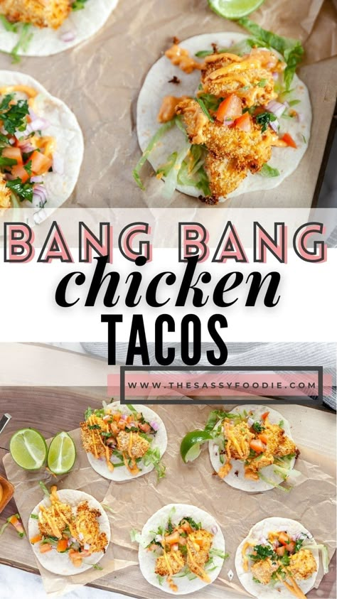 Crispy Chicken Bites, Crispy Chicken Tacos, Spicy Chicken Tacos, Soft Tortillas, Shrimp Taco Recipes, Bonefish Grill, Bang Bang Chicken, Chicken Wrap Recipes, Chicken Taco Recipes