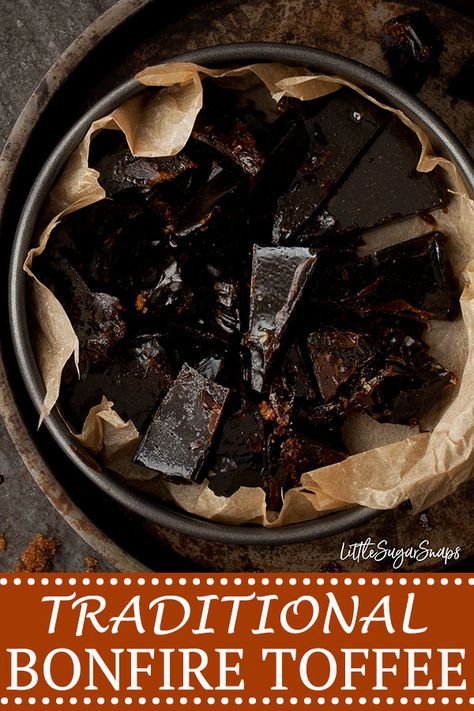 Vegan Bonfire Food, Treacle Toffee Recipe, Bonfire Toffee Recipe, Bonfire Night Desserts, Guy Fawkes Night Food, Bonfire Night Bakes, Black Treacle Recipes, Bonfire Desserts, Bonfire Recipes