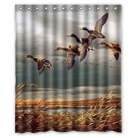 Duck Shower Curtain, Rustic Shower Curtains, Mallard Ducks, Plastic Shower Curtain, Shower Curtain Sizes, Bathroom Carpet, Water Beads, Shower Curtain Set, Shower Curtain Hooks