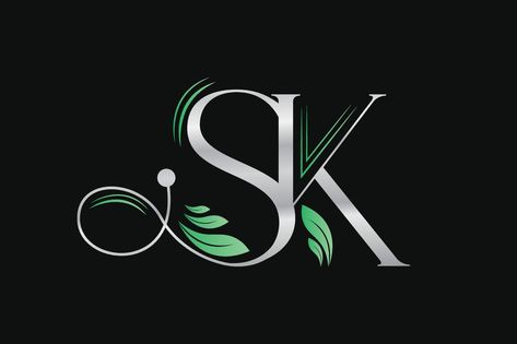 Letters SK Luxury Name Initials Monogram Logo Design Template Sk Monogram Logo, Sk Logo Design, Sk Wallpaper, Sk Images, Sk Logo, Drawing House Plans, Flower Logo Design, Actress Hairstyles, Monogram Logo Design