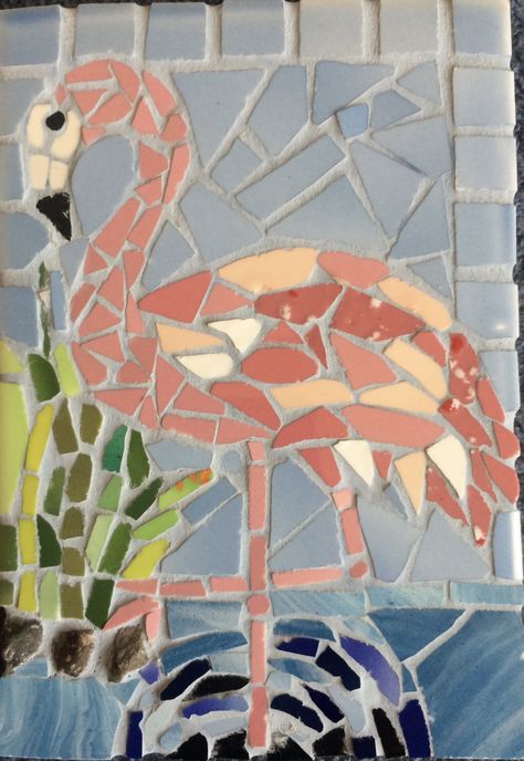 Flamenco (15x10) Flamingo Mosaic, Mosaics Art, Mosaic Art Diy, Paper Mosaic, Mosaic Animals, Mosaic Tile Art, Mosaic Flowers, Stained Glass Projects, Mosaic Diy