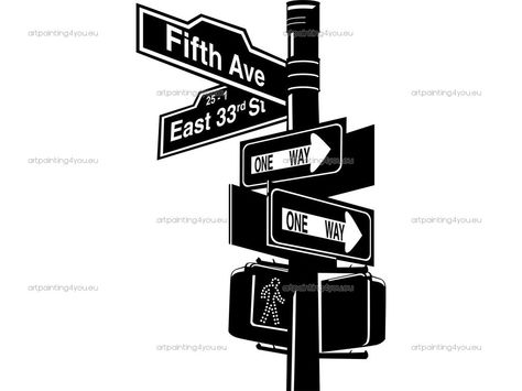 New York Street Signs Street Sign Logo, Street Sign Illustration, Street Sign Drawing, New York Street Signs, New York Street Sign, One Way Street Sign, Freezer Paper Crafts, Street Sign Design, Y2k Designs