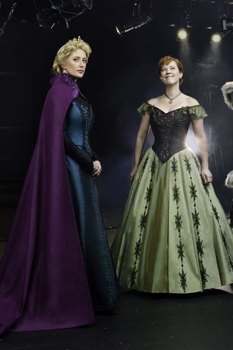 Take a Look at the Stars of Frozen on Broadway in Full Costume! Frozen The Musical Costumes, Caissie Levy, Royal Cosplay, Disney Broadway, Frozen Play, Frozen Broadway, Frozen On Broadway, Musical Dress, Frozen Jr