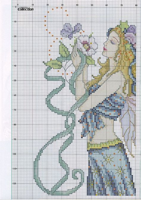 Mermaid Cross Stitch, Cross Stitch Fairy, Fantasy Cross Stitch, Cross Stitch Angels, Summer Fairy, Cross Stitch Collection, Just Cross Stitch, Pola Kristik, Cross Stitch Patterns Free