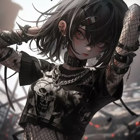 Dark Anime Outfits, Goth Anime, Inspirational Digital Art, Anime Goth, Cyberpunk Design, Gangster Girl, Dark Elegance, Emo Art, Wallpapers Desktop