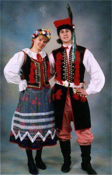 Traditional clothing of Poland. Krakovian folk dress - Nationalclothing.org Polish Traditional Costume, Polish Costume, Serbian Clothing, Polish Clothing, Polish Heritage, Costumes Around The World, Polish Folk Art, Embroidered Vest, Polish Folk