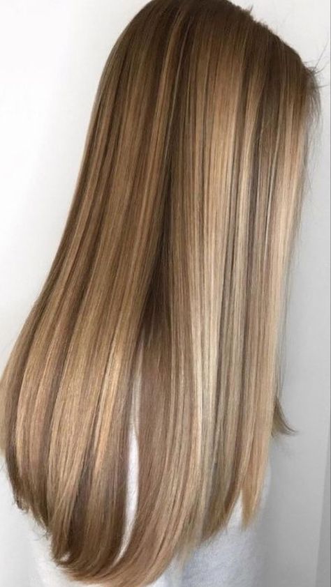 Brown Into Blonde Hair Balayage, Type Of Highlights For Hair, Ash Blonde Highlights Straight Hair, Gold Blonde Highlights On Brown Hair, Golden Blonde Balayage Dark Roots, Dark Golden Blonde Highlights, 7.1 Hair Color, Hair Highlights Medium Length, Brown Hair With Blonde Highlights Straight