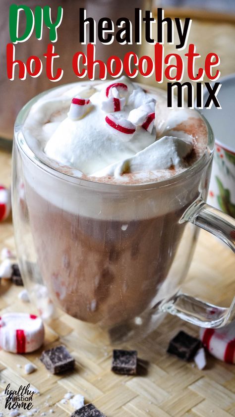 Diy Hot Chocolate Mix, Healthy Hot Chocolate, Diy Hot Chocolate, Homemade Hot Chocolate, Hot Cocoa Mixes, Hot Chocolate Mix, Cocoa Mix, Food Ingredients, Chocolate Mix