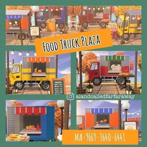 Truck/shops - Imgur Acnh Food Truck, Food Truck Ideas, Animal Crossing Cafe, Horizon City, Motif Acnl, Animal Crossing 3ds, Building Signs, Animal Crossing Wild World, Food Truck Design