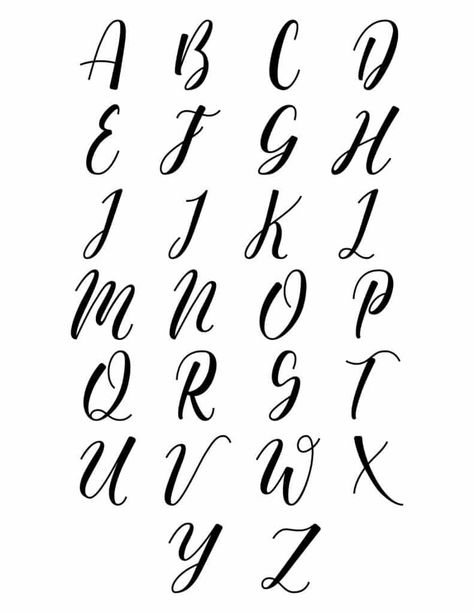 Free Printable Calligraphy Set for Beginners - Freebie Finding Mom Cursive Writing Fonts, Cursive Chart, Cursive Alphabet Chart, Cursive Fonts Alphabet, Cute Fonts Alphabet, Bubble Letters Alphabet, Hand Lettering Alphabet Fonts, Calligraphy Printables, Calligraphy Letters Alphabet