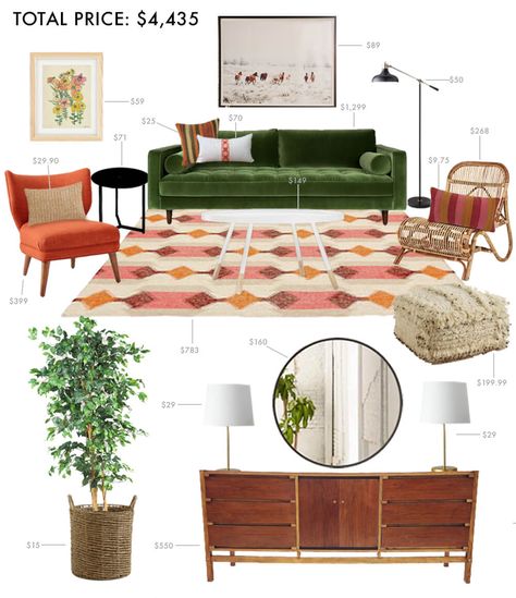 Designing a Boho Budget Living Room For Under $5000 Anthropologie Living Room, Emily Henderson Living Room, Vaulted Ceiling Living Room, Emily Henderson, Interior Painting, Living Room On A Budget, Farmhouse Interior, Interior Paint Colors, A Living Room