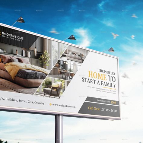 Real Estate Billboard Real Estate Marketing Billboards, Real Estate Outdoor Advertising, Hotel Billboard Design, Real Estate Billboard Design Ideas, Furniture Billboard Design, Architecture Advertising Design, Bilbord Design, Real Estate Ads Design, Billboard Design Advertising