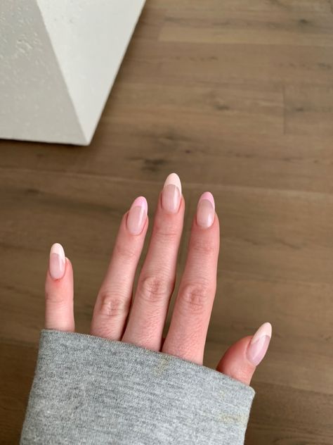 Pastel pink french tip nails Rose Pink French Tip Nails, Light Pink And White Nails French Tips, Light Pink French Tip Nails Acrylic Almond, Pastel Pink Nails Design Simple, Pastel Pink French Tips, Pastel Pink French Nails, Pink Oval French Tip Nails, Simple Nails Pastel, Pastel Pink French Tip Nails