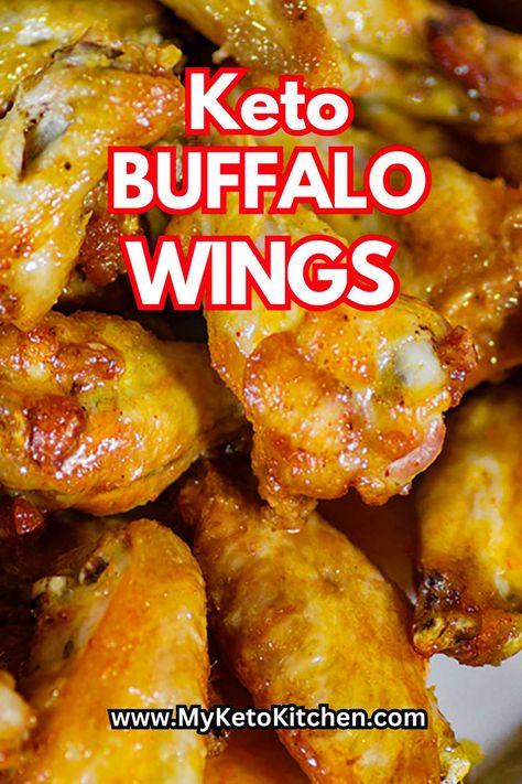 Keto Buffalo Chicken Wings Keto Hot Wings, Keto Buffalo Chicken Wings, Wings Recipe Crispy, Keto Chicken Wings, Keto Entrees, Buffalo Chicken Wings Recipe, Deep Fried Chicken Wings, Keto Buffalo Chicken, Chicken Wing Recipes Fried