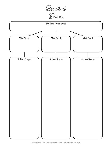 Set yourself up for success with this long-term goal setting worksheet! This free printable helps you break down your big goals into actionable steps, so you can stay focused and motivated. Goal Worksheet Printables Free, Goal List Template, Goal Worksheet Printables, Goal Planning Template, Printables Organizational, Free Goal Printables, Goal Template, Goal Charts, Goal Setting Template