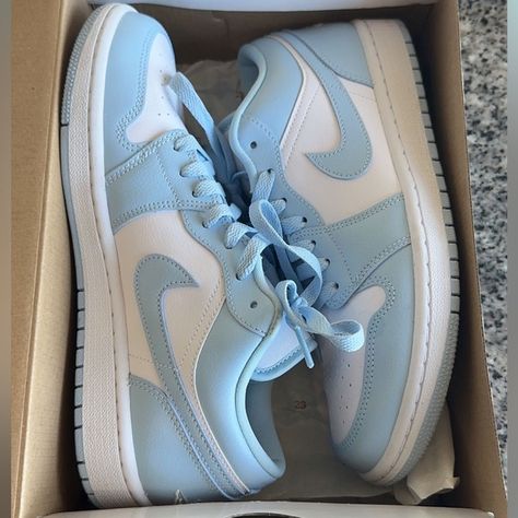 Air Jordan 1 Low “Ice Blue” Air Jordan 1 Low Ice Blue, Jordan 1 Low Ice Blue, Jordan 1 Low Blue, Nike Jordan 1 Low, Jordan Low, Blue Jordans, White Sky, Paris Outfits, Air Jordan 1 Low