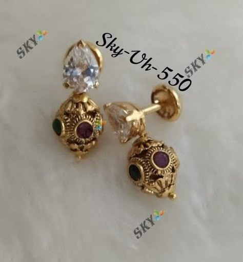 1gram Gold Earrings With Price, Antique Gold Earrings Simple, 2 Gm Gold Earrings, Small Jhumki Earrings Gold, 2 Grams Gold Earrings Designs, Ruby Necklace Designs, Gold Earrings For Kids, Small Earrings Gold, Gold Earrings Indian