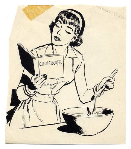 Cooking | The Bart&Co. Historic Clip Art Collection | Bart Solenthaler | Flickr 1950s Cookbook Illustration, Someone Cooking Drawing, Someone Cooking Reference, Vintage Chef Illustration, Vintage Cooking Images, Cooking Art Drawing, Cooking Illustration Art, Cooking Pose Reference, Cooking Poses