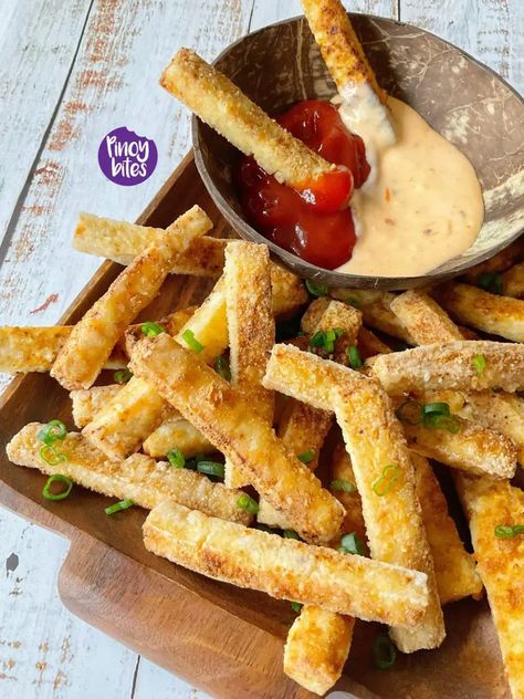 Crispy Tofu Fries - PinoyBites Tofu Fries, Fridge Staples, Soft Tofu, Vegetarian Ideas, Baked Fries, Tea Food, Crispy Tofu, Success In Life, Healthy Snack Ideas