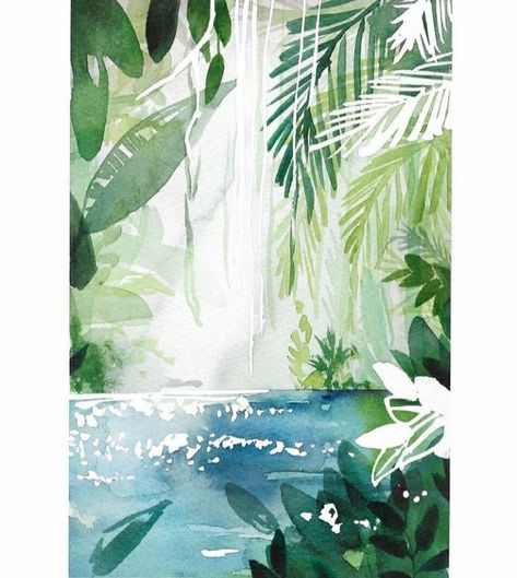 Disney Painting, Jungle Painting, Happy Painting, Jungle Art, Landscape Quilts, Watercolour Inspiration, Watercolor Plants, Ink Watercolor, Painting Art Lesson