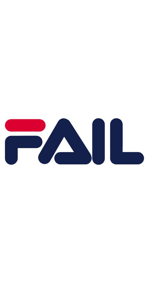 Sticker with the word Fail in the style of the FILA brand logo.. #Logo #Fila #Fail Fake Brand Logos, Funny Brand Logo, Fake Logos Design, Funny Branding, Funny Logo Design, Funny Logos, Logo Funny, Funny Logo, Satirical Illustrations