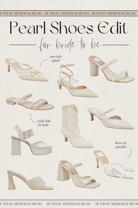 Are you a bride looking for your dream wedding shoes!? These elegant and classy pearl wedding shoes are absolutely gorgeous. Whether you're looking for a pair of pearl flat sandals, pearl cowboy boots or your after ceremony wedding shoes, these pearl wedding shoes are perfect! Shop all our favorite wedding heels, shoes and flats here. Formal High Heel Pearl Wedding Shoes, Comfy Wedding Shoes Pearl, Formal Pearl High Heel Wedding Shoes, Summer Wedding Pearl Heels, Ivory Bridal Shoes Pearl, Pearls Wedding Theme, Winter Wedding Shoes, Dream Wedding Shoes, Pearl Wedding Shoes