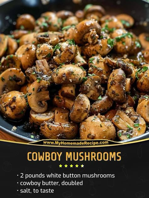 Cowboy Mushrooms Crockpot Mushrooms, Cowboy Butter, White Button Mushrooms, Chef Gordon Ramsay, Mediterranean Kitchen, Button Mushrooms, Easy Side Dish, Mushroom And Onions, Company Meals