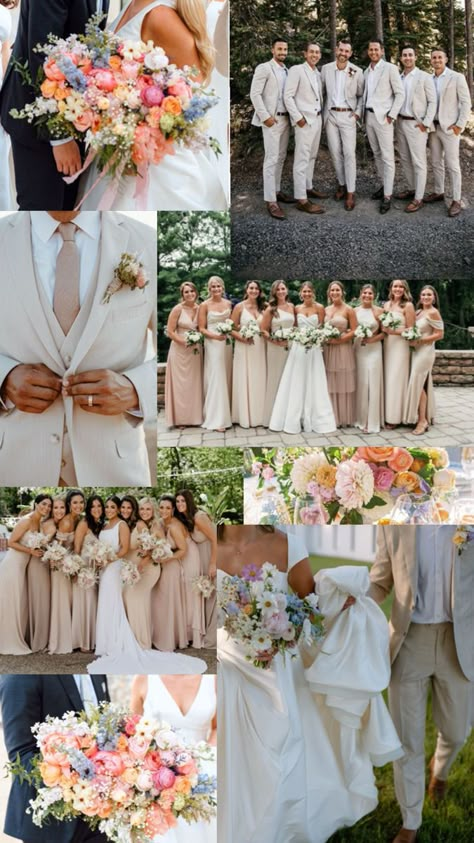 Timeless Summer Wedding, Neutral Colour Wedding, May Wedding Colors, Neutral Bridesmaids, Groomsmen Colours, Colour Wedding, Neutral Wedding Colors, May Weddings, Neutral Wedding