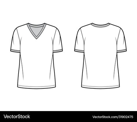 Flat Sketches, Shirt Template, Flat Style, Fashion Flats, Neck Shirt, V Shape, White Tshirt, Fashion Illustration, White Color