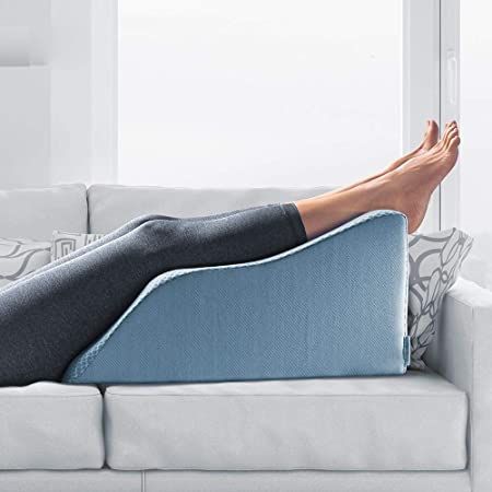 Lounge Doctor Elevating Leg Rest Pillow Wedge w Cooling Gel Memory Foam Light Blue Cover Large 24" Foot Pillow Leg Support Reduce Swelling Improves Circulation Foot Pillow, Leg Rest Pillow, Pillow Wedge, Feet Pillow, Leg Pillow, Swollen Legs, Reduce Swelling, Wedge Pillow, Leg Rest