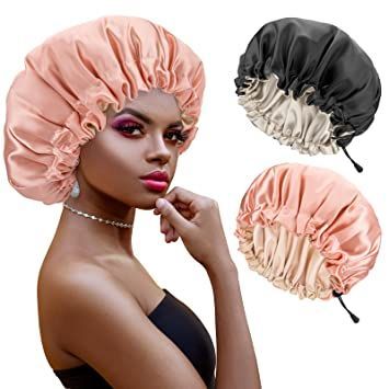 Atudew Satin Bonnet, 2PCS Silk Bonnet, Hair Bonnet for Black Women for Curly Hair Sleeping, Silk Sleeping Cap, Satin Sleep Cap, Satin Night Cap, Hair Cap for Sleeping, Sleep Bonnet, Adjustable Silk Sleep Bonnet, Hair Wraps For Sleeping, Sleep Bonnet, Silk Sleep Cap, Silk Hair Bonnets, Sleeping Cap, Silk Bonnet, Professional Hair Dryer, Colored Curly Hair