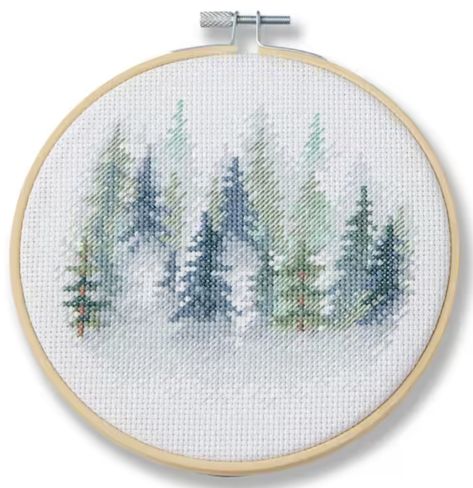 Forest Embroidery Pattern, Winter Cross Stitch Patterns, Cross Stitch Forest, Cross Stitch Christmas Tree, Cross Stitch Gifts Ideas, Bullion Embroidery, Wedding Cross Stitch, Nature Cross Stitch, Winter Cross Stitch