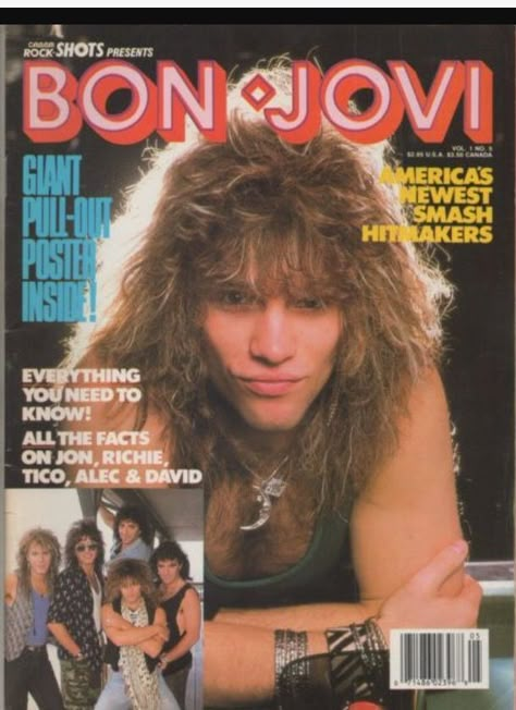 80s Magazine Covers, 90s Magazine Aesthetic, Bon Jovi Poster, 80s Grunge, Bon Jovi 80s, Bon Jovi Always, 90s Stuff, Rock Band Posters, 80s Men