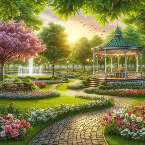 Gazebo Art, Server Profile, Fairy Romance, Invite Background, Paris History, Garden Background, Anime House, Anime Kingdom, Interior Design Drawings