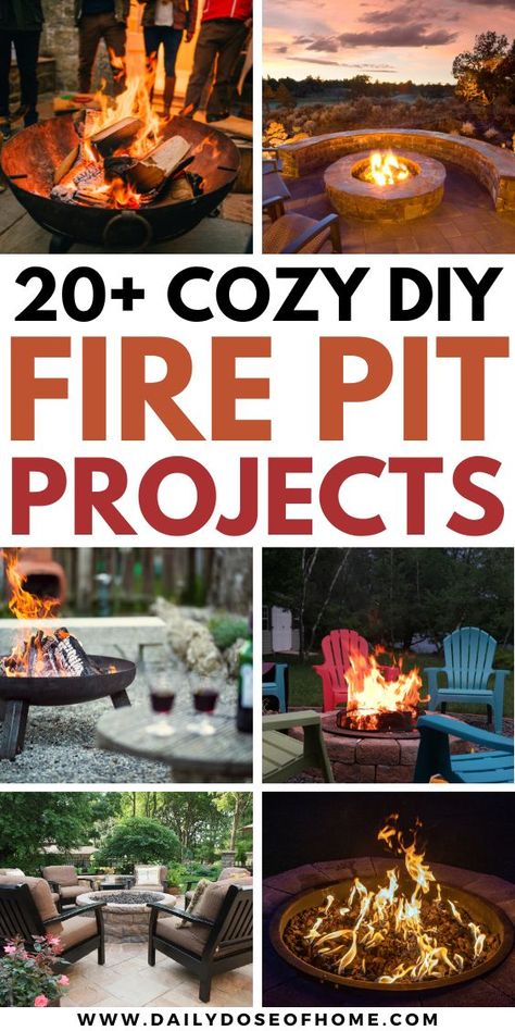 DIY Fire Pit Projects Fire Pit Seating Diy, Fire Pit Table Diy, Fire Pit Ideas Backyard Diy, Fire Pit Area Diy, Diy Fire Pit Seating, Diy Fire Pit Table, Diy Fire Pit Area, Fire Pit Ideas Diy, Landscaping Fire Pit